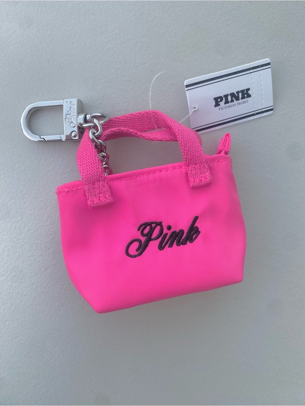 PINK by Victoria's Secret Mini Hot Pink Tote Keychain